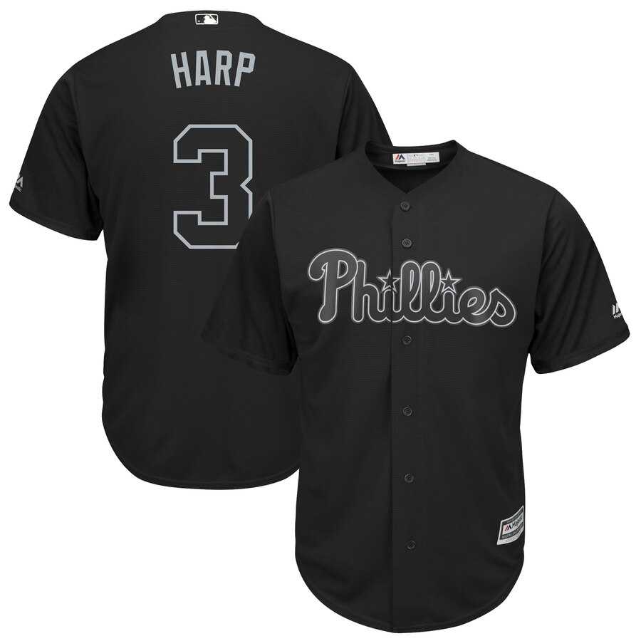 Phillies 3 Bryce Harper Harp Black 2019 Players' Weekend Player Jersey Dzhi,We sell and wholesale Phillies 3 Bryce Harper Harp Black 2019 Players' Weekend Player Jersey Dzhi on line form chian!